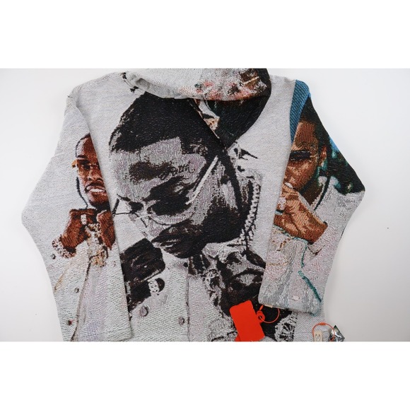 Brand X Studios Other - Brand X Studios Pop Smoke Tapestry Hoodie Gray Graphic XXL NWT